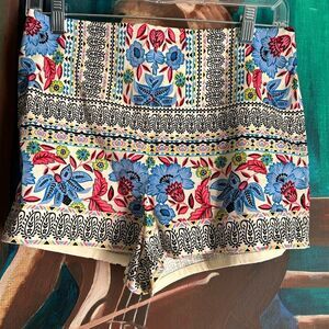Flying Tomato Anthropologie Boho Multicolor Floral High Waist Women's Shorts M